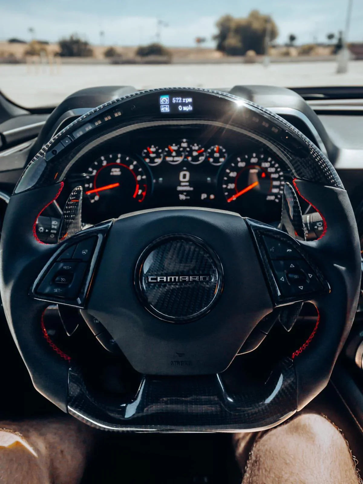 Chevrolet Camaro 2016-2020 Dry Carbon Fiber Steering Wheel With Custom Light And Display