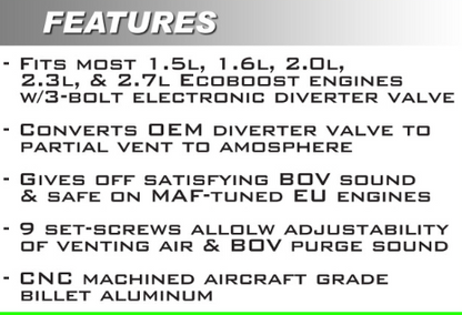 Ford EB Adjustable BOV Adapter V1 for Mustang EcoBoost 2015+